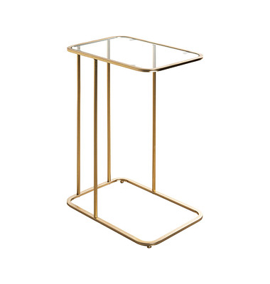 Beistelltisch 24741, 65cm (H), 45x30cm (BxT), rechteckig, glasklar / gold