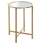 Beistelltisch 24742, 53cm (H), 39x39cm (BxT), rund, Spiegel / gold