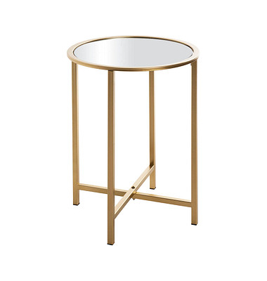 Beistelltisch 24742, 53cm (H), 39x39cm (BxT), rund, Spiegel / gold
