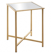 Beistelltisch 24743, 53cm (H), 39x39cm (BxT), rechteckig, Spiegel / gold