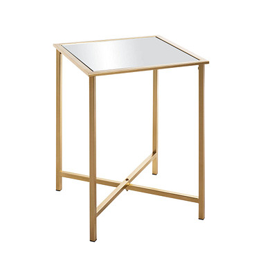 Beistelltisch 24743, 53cm (H), 39x39cm (BxT), rechteckig, Spiegel / gold