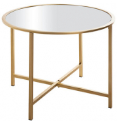 Beistelltisch 24744, 45cm (H), 60x60cm (BxT), rund, Spiegel / gold
