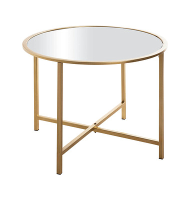 Beistelltisch 24744, 45cm (H), 60x60cm (BxT), rund, Spiegel / gold