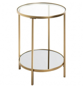 Beistelltisch 25232, 55cm (H), 39x39cm (BxT), rund, Spiegel / gold