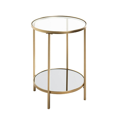 Beistelltisch 25232, 55cm (H), 39x39cm (BxT), rund, Spiegel / gold