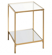 Beistelltisch 25233, 55cm (H), 39x39cm (BxT), rechteckig, glasklar / gold