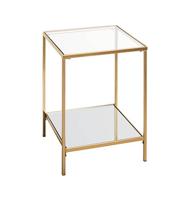 Beistelltisch 25233, 55cm (H), 39x39cm (BxT), rechteckig, glasklar / gold