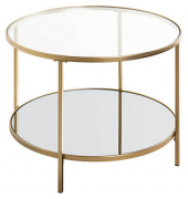 Beistelltisch 25234, 45cm (H), 60x60cm (BxT), rund, Spiegel / gold