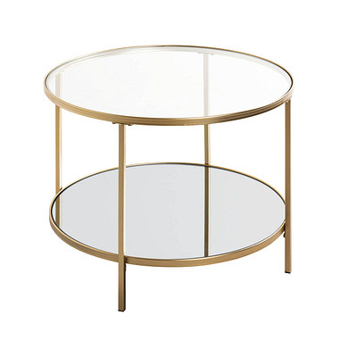 Beistelltisch 25234, 45cm (H), 60x60cm (BxT), rund, Spiegel / gold