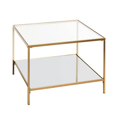 Beistelltisch 25235, 45cm (H), 60x60cm (BxT), rechteckig, glasklar / gold