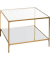 Beistelltisch 25235, 45cm (H), 60x60cm (BxT), rechteckig, glasklar / gold
