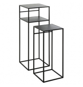 Beistelltisch 25507, 63/85cm (H), 26/30cmx26/30cm (BxT), rechteckig, schwarz / schwarz