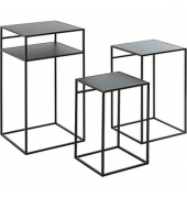 Beistelltisch 25508, 42/50/64cm (H), 36/30/34cmx26/30/34cm (BxT), rechteckig, schwarz / schwarz
