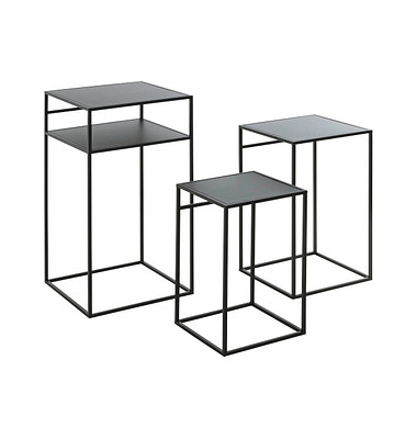 Beistelltisch 25508, 42/50/64cm (H), 36/30/34cmx26/30/34cm (BxT), rechteckig, schwarz / schwarz