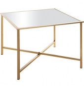 Beistelltisch 25746, 45cm (H), 60x60cm (BxT), rechteckig, Spiegel / gold