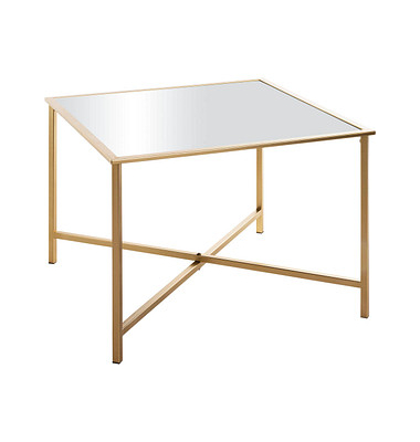 Beistelltisch 25746, 45cm (H), 60x60cm (BxT), rechteckig, Spiegel / gold