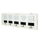 HAKU Möbel Wandgarderobe 28321 weiß Holz 5 Haken 77,0 x 26,0 cm