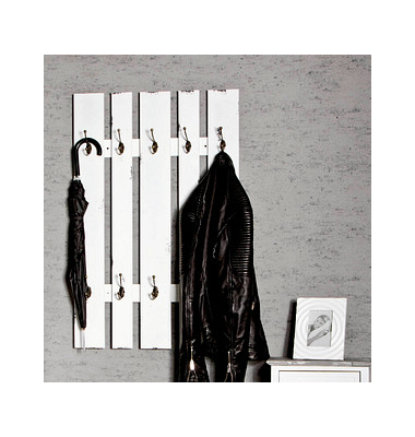 HAKU Möbel Wandgarderobe 32350 weiß Holz 10 Haken 65,0 x 100,0 cm
