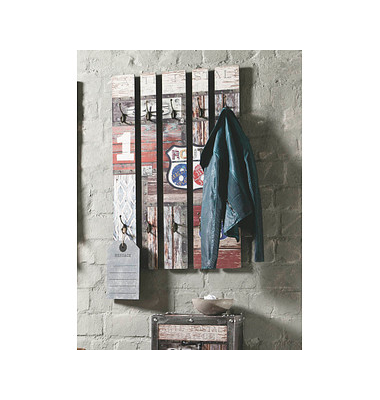 HAKU Möbel Wandgarderobe 32850 Motiv Holz 10 Haken 65,0 x 100,0 cm