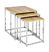 Beistelltisch 33083, 36/39/42cm (H), 29/34/39cmx29/34/39cm (BxT), rechteckig, eiche / chrom