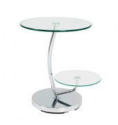 Beistelltisch 33211, 55cm (H), 52x52cm (BxT), rund, glasklar / silber