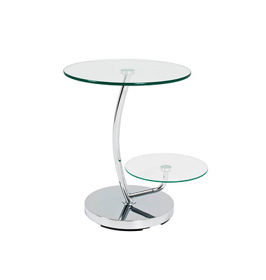 Beistelltisch 33211, 55cm (H), 52x52cm (BxT), rund, glasklar / silber Beistelltisch 33211, 55cm (H), 52x52cm (BxT), rund, glasklar / silber