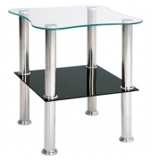 Beistelltisch 33510, 47cm (H), 40x40cm (BxT), quadratisch, schwarz / silber