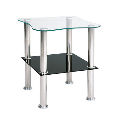 Beistelltisch 33510, 47cm (H), 40x40cm (BxT), quadratisch, schwarz / silber