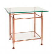 Beistelltisch 39120, 52cm (H), 58x43cm (BxT), rechteckig, glasklar / kupfer