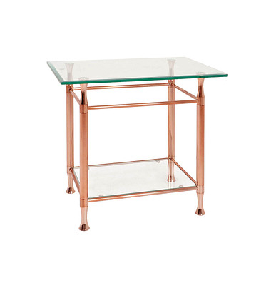 Beistelltisch 39120, 52cm (H), 58x43cm (BxT), rechteckig, glasklar / kupfer Beistelltisch 39120, 52cm (H), 58x43cm (BxT), rechteckig, glasklar / kupfer