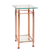 Beistelltisch 39123, 72cm (H), 35x35cm (BxT), rechteckig, glasklar / kupfer