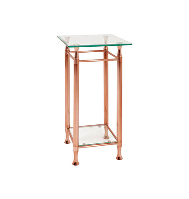 Beistelltisch 39123, 72cm (H), 35x35cm (BxT), rechteckig, glasklar / kupfer