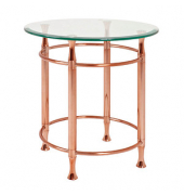 Beistelltisch 39124, 52cm (H), 50x50cm (BxT), rund, glasklar / kupfer