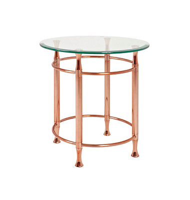 Beistelltisch 39124, 52cm (H), 50x50cm (BxT), rund, glasklar / kupfer Beistelltisch 39124, 52cm (H), 50x50cm (BxT), rund, glasklar / kupfer
