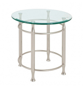 Beistelltisch 39824, 52cm (H), 50x50cm (BxT), rund, glasklar / silber