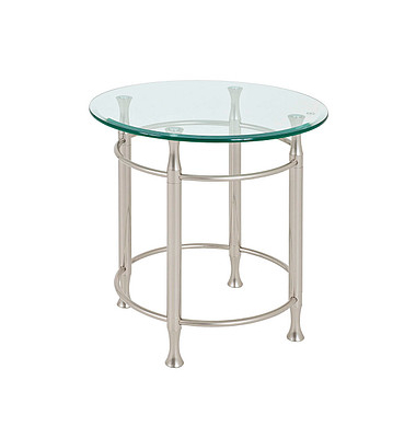 Beistelltisch 39824, 52cm (H), 50x50cm (BxT), rund, glasklar / silber Beistelltisch 39824, 52cm (H), 50x50cm (BxT), rund, glasklar / silber