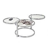 Couchtisch, 43cm (H), 58-140x50cm (BxT), rund, transparent / chrom