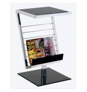 Beistelltisch 89554, 60cm (H), 36x30cm (BxT), rechteckig, schwarz / chrom