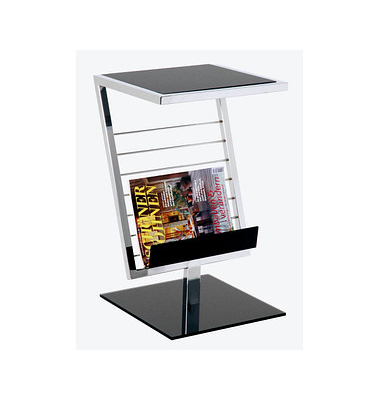 Beistelltisch 89554, 60cm (H), 36x30cm (BxT), rechteckig, schwarz / chrom Beistelltisch 89554, 60cm (H), 36x30cm (BxT), rechteckig, schwarz / chrom