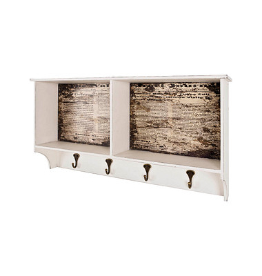 HAKU Möbel Wandgarderobe 89961 Motiv Holz 4 Haken 65,0 x 40,0 cm