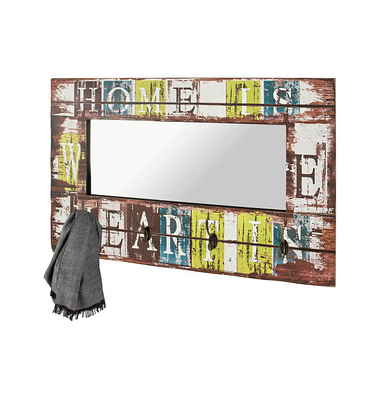 HAKU Möbel Wandgarderobe 89992 Motiv Holz 4 Haken 80,0 x 52,0 cm
