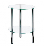 Beistelltisch 90243, 47cm (H), 35x35cm (BxT), rund, transparent / chrom