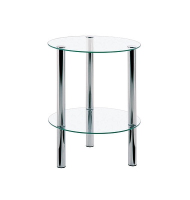 Beistelltisch 90243, 47cm (H), 35x35cm (BxT), rund, transparent / chrom