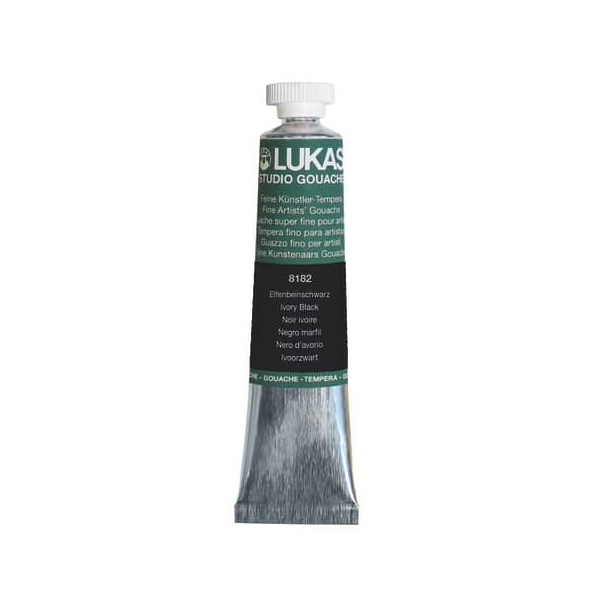 6 Stück Lukas Gouachefarbe STUDIO - 20 ml, Elfenbeinschwarz 4001128052687 LUKAS 20 Milliliter