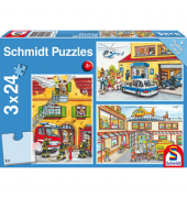 Schmidt Feuerwehr & Polizei Puzzle 3x 24 Teile