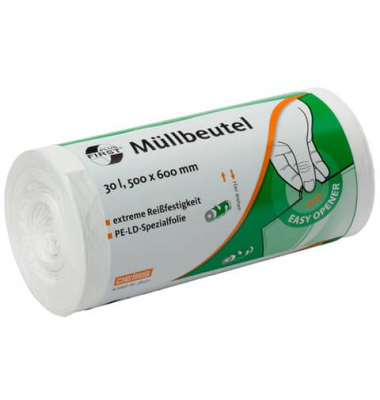 Müllbeutel 36021 FIRST PLUS, weiß, 30 Liter, extrastark