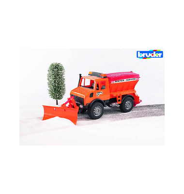 bruder Mercedes-Benz Unimog Winterdienst mit Räumschild Spielzeugauto