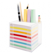 Zettelbox 9905, 50x90mm, inkl. 700 Notizzettel, transparent, Kunststoff, mit Stiftehalter