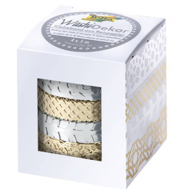 Klebeband Washi Tape 29402, 2x 15mm & 2x 10mm x 5m, silber+gold