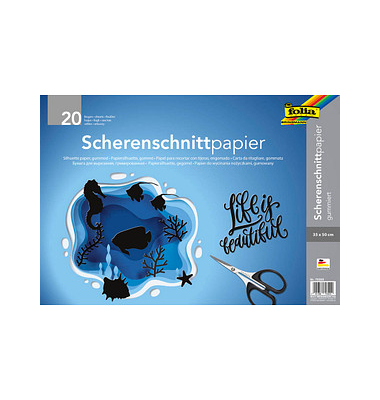 folia Scherenschnittpapier gummiert schwarz 105 g/qm 20 Bogen